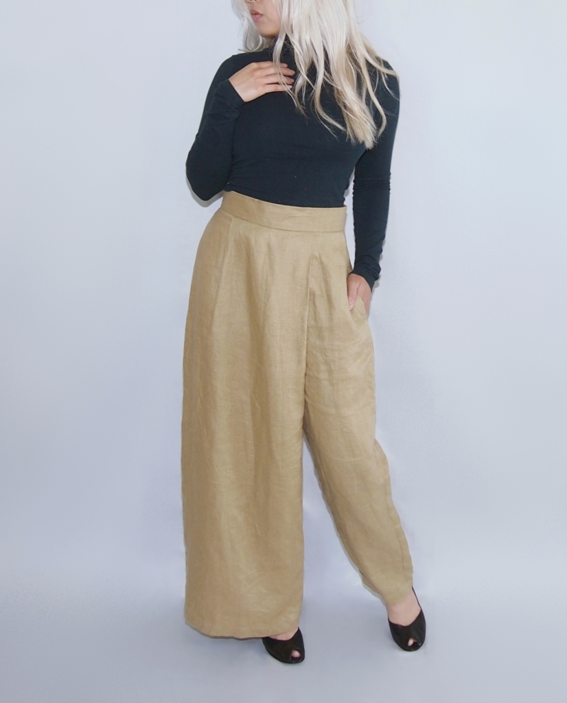 gold linen pants